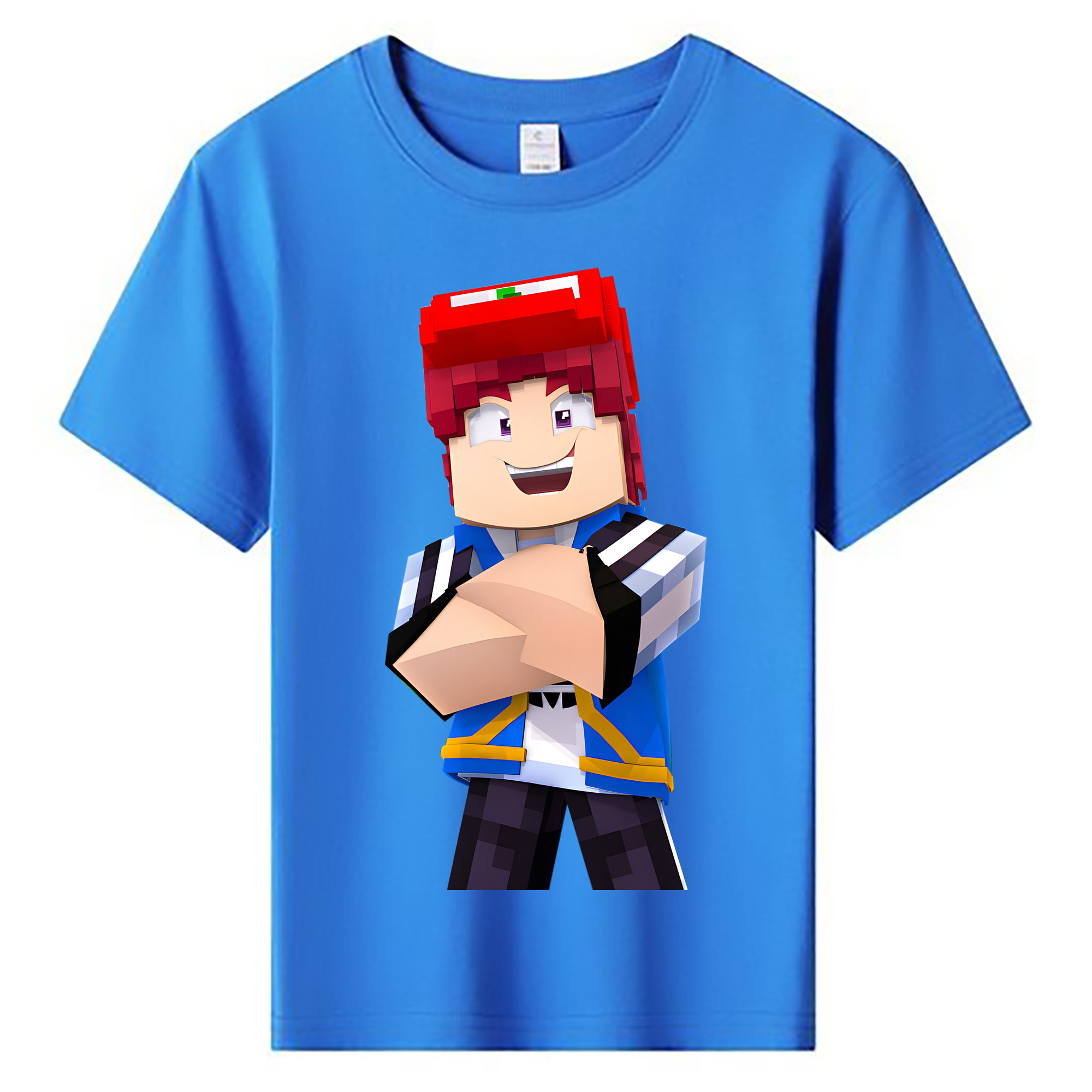 （画像用） マインクラフト ブロックの世界 Minecraft MC Block world 綿100％キッズTシャツ（フロントプリント）